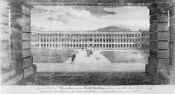 A historical image of The piece hall in 1787.
