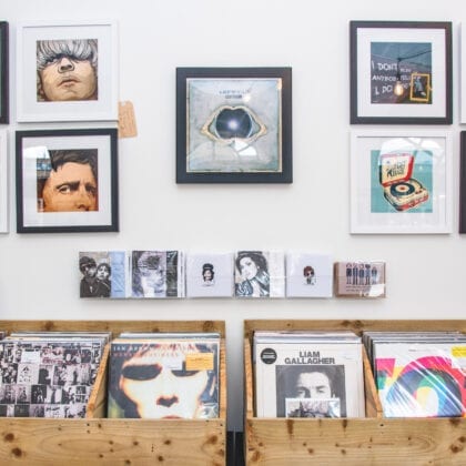 A display of records and Album arts.